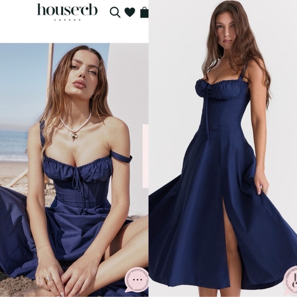 NWOT House of CB 'Carmen’ French Navy Bustier Sundress Sz S - Picture 4 of 9